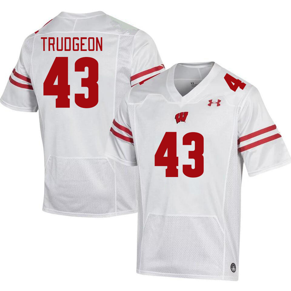 Men #43 Jackson Trudgeon Winsconsin Badgers College Football Jerseys Stitched Sale-White